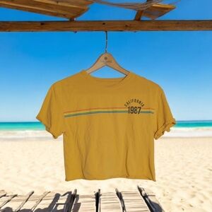 Yellow California 1987 Crop Top By Cold Crush Sz S